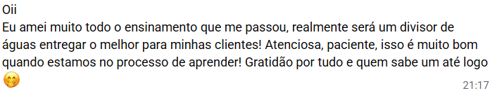 Depoimento de aluna sobre a mentoria tattoo - Divisor de águas